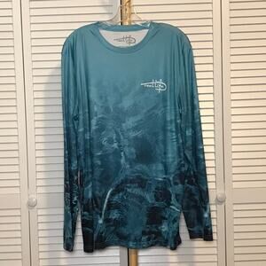 Reel Life Ocean Theme Crew Neck Long Sleeve Performance Fishing Shirt XL